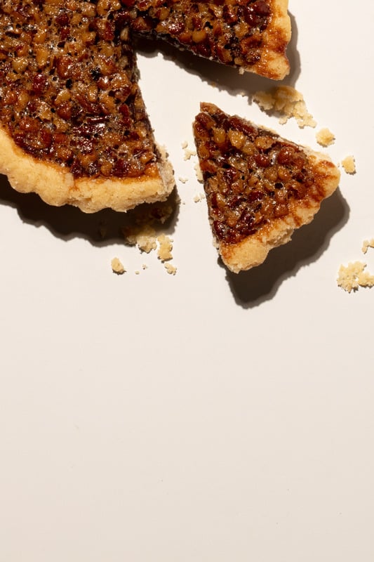 Fresh pecan tart slices